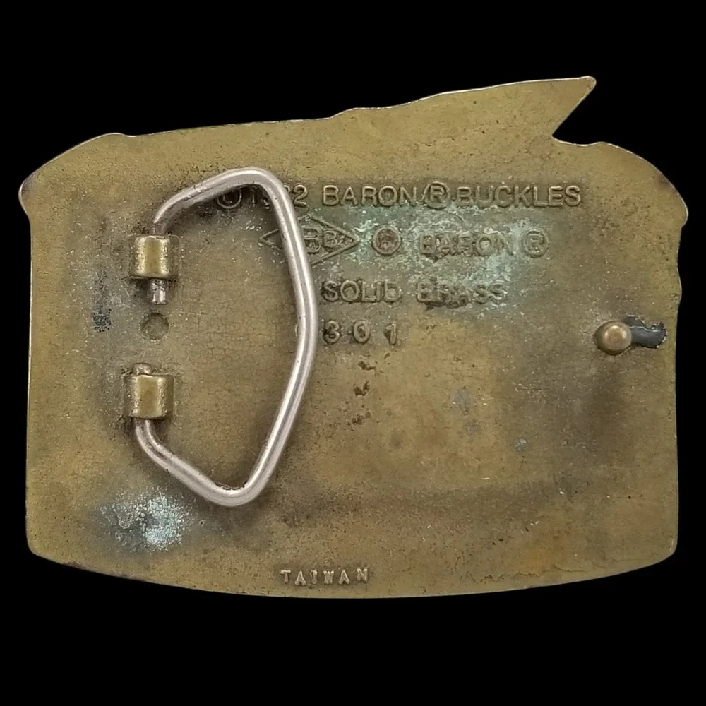 1982 Baron Buckles US Marines Iwo Jima Mt. Suribachi‎ Solid Brass Belt Buckle